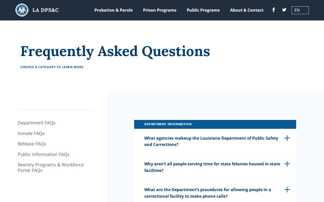 Washington Parish projected release date calculation guidance in the Louisiana DPS and C FAQ